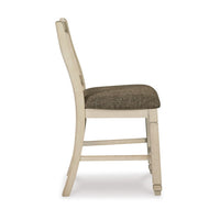 Bolan Counter Height Chair Set of 2, Rake Back, Antique White Wood -BM329785