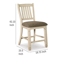 Bolan Counter Height Chair Set of 2, Rake Back, Antique White Wood -BM329785