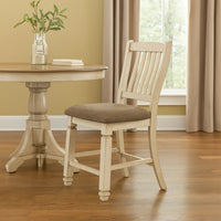 Bolan Counter Height Chair Set of 2, Rake Back, Antique White Wood -BM329785