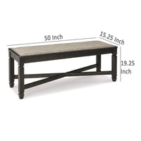 Trekk Dining Bench, X-Stretcher and Nailhead Trim, Black Wood, 50 Inch -BM329787