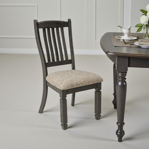 Trekk Dining Side Chair Set of 2, Slat Back Tapered Legs, Black Wood -BM329788