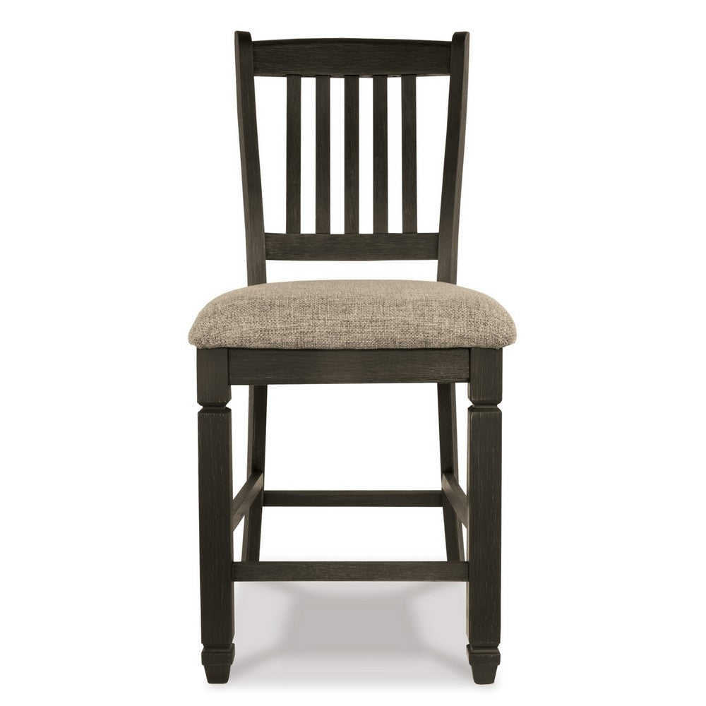 Trekk Counter Height Chair Set of 2, Slatted Back, Black Polyester -BM329790