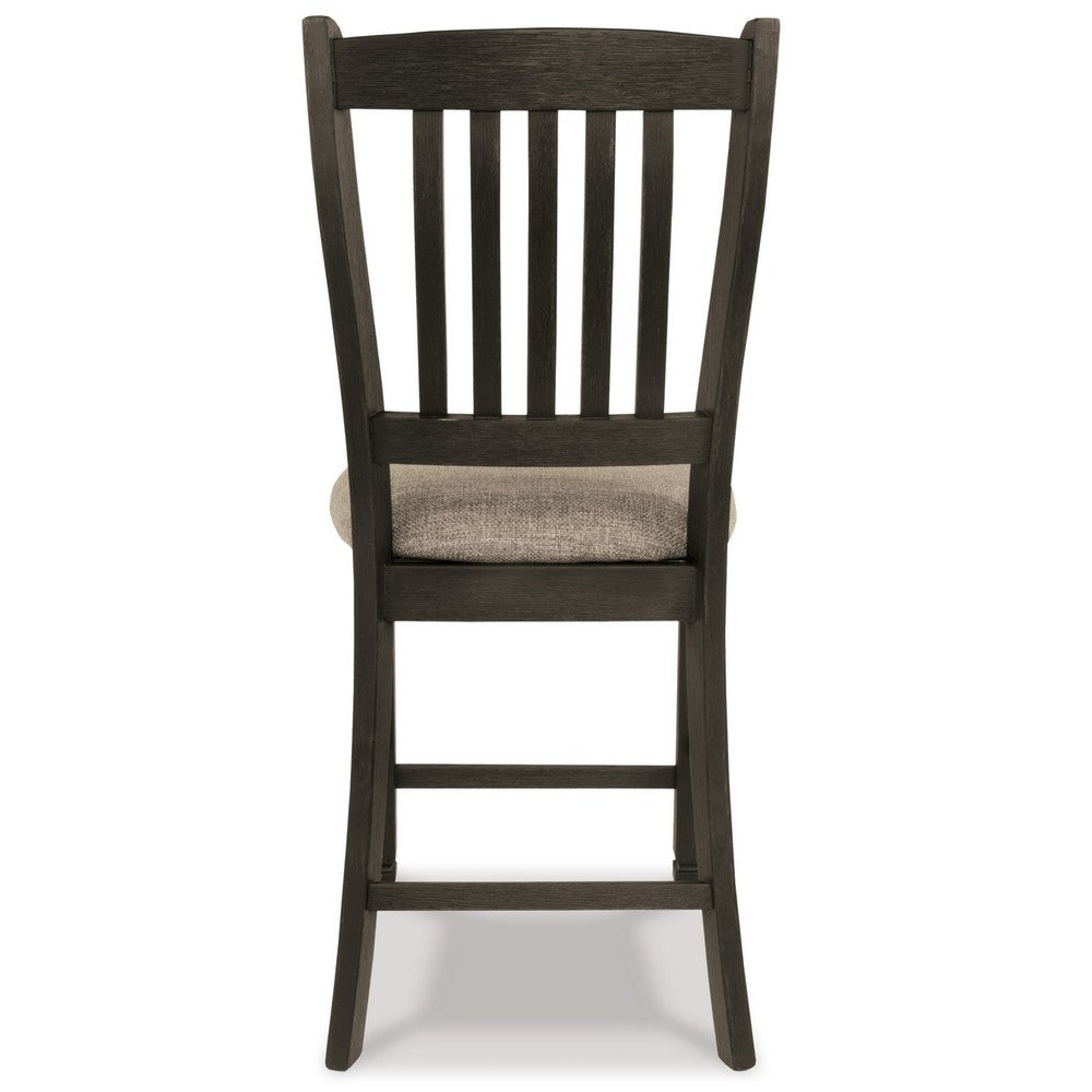Trekk Counter Height Chair Set of 2, Slatted Back, Black Polyester -BM329790