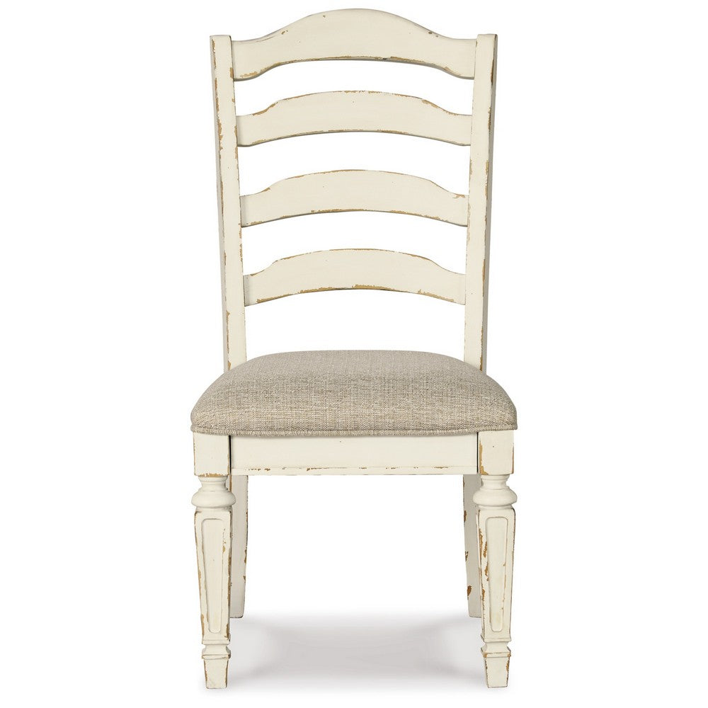 Alyn Dining Side Chair Set of 2, Ladderback, Distressed White Wood -BM329791