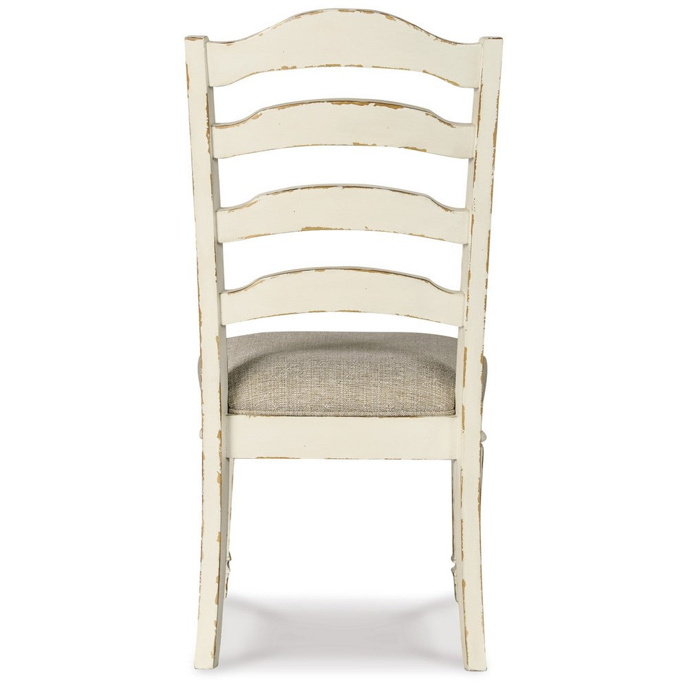 Alyn Dining Side Chair Set of 2, Ladderback, Distressed White Wood -BM329791