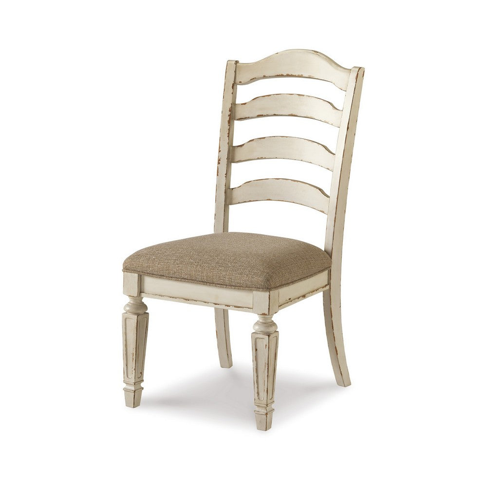 Alyn Dining Side Chair Set of 2, Ladderback, Distressed White Wood -BM329791