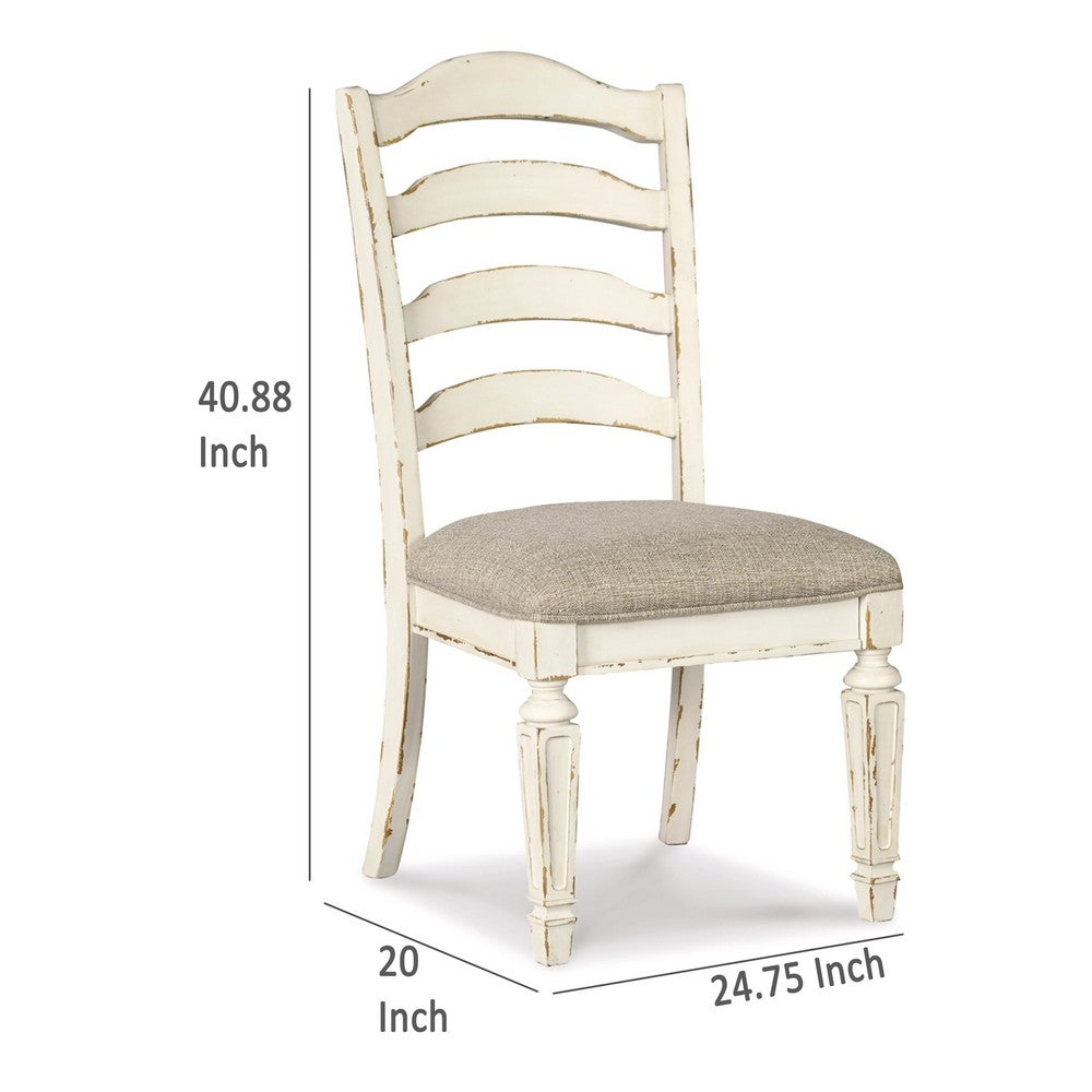 Alyn Dining Side Chair Set of 2, Ladderback, Distressed White Wood -BM329791