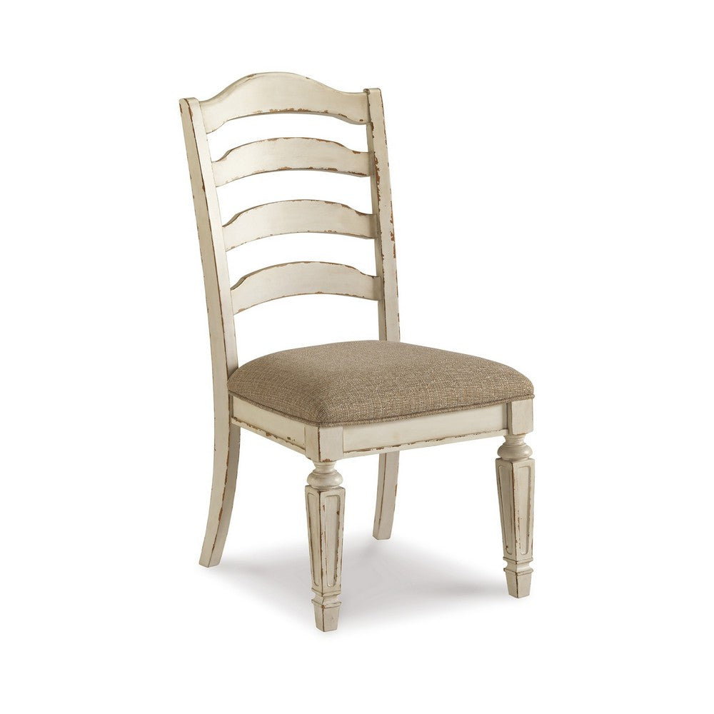 Alyn Dining Side Chair Set of 2, Ladderback, Distressed White Wood -BM329791