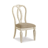 Alyn Dining Side Chairs Set of 2, Ribbon Back, Distressed White Wood -BM329792