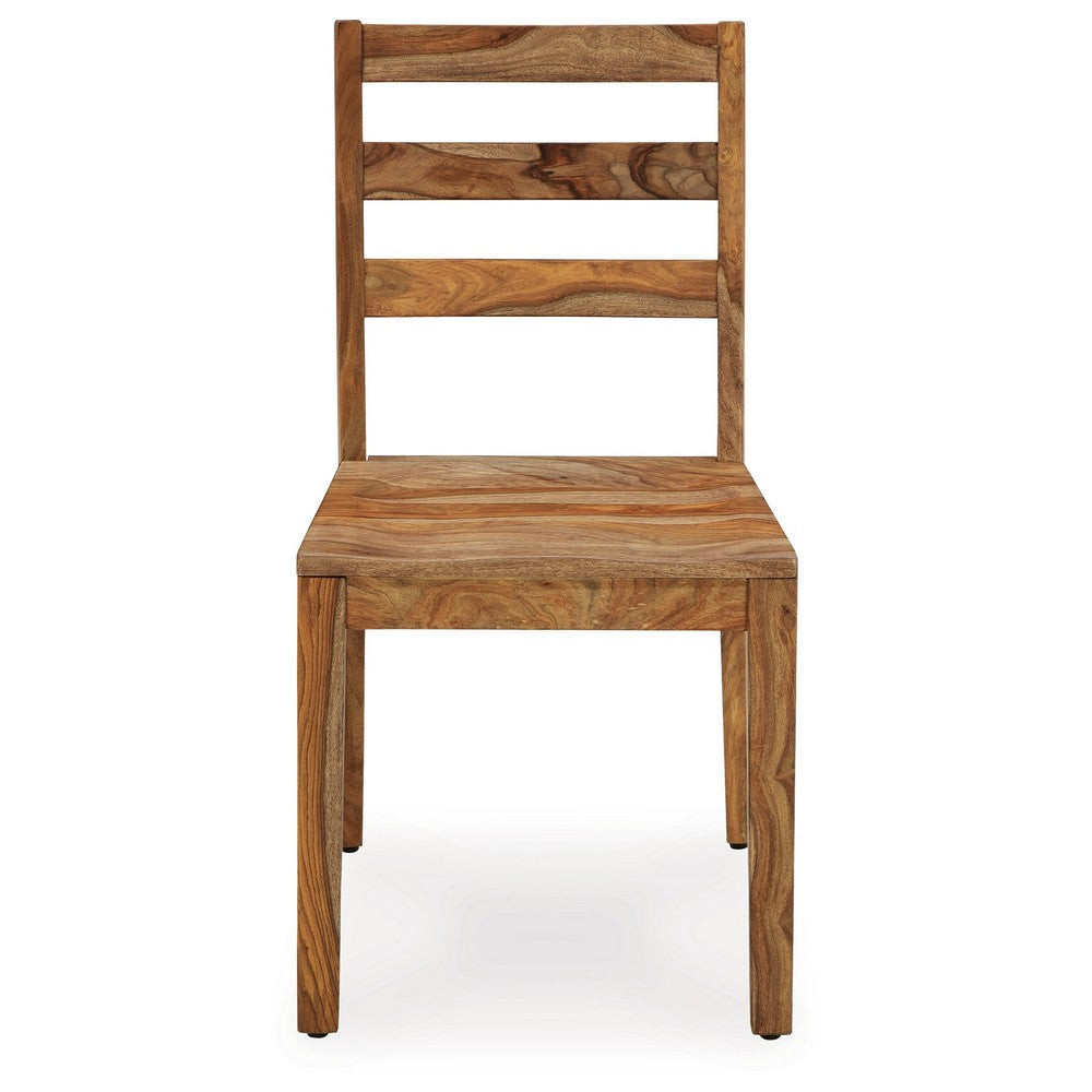 Donni Dining Side Chair Set of 2, Ladder Back, Natural Sheesham Wood -BM329797