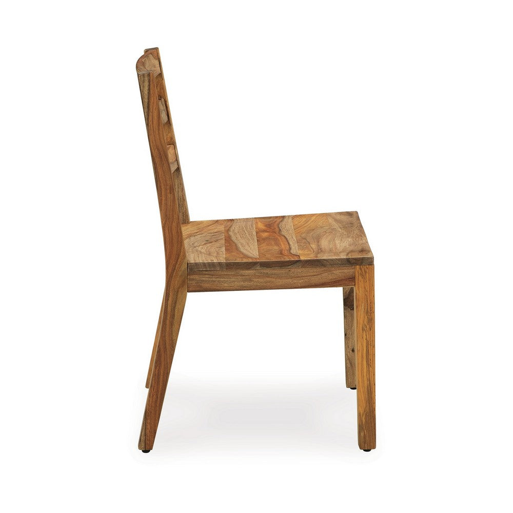 Donni Dining Side Chair Set of 2, Ladder Back, Natural Sheesham Wood -BM329797