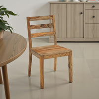 Donni Dining Side Chair Set of 2, Ladder Back, Natural Sheesham Wood -BM329797