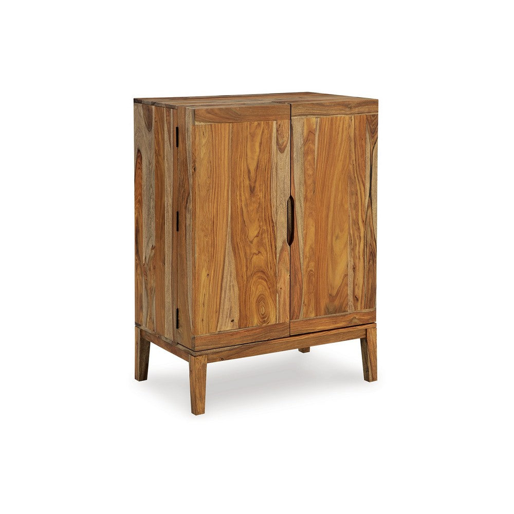 Donni Bar Cabinet with 2 Doors and 2 Shelves, Natural Sheesham Wood -BM329800