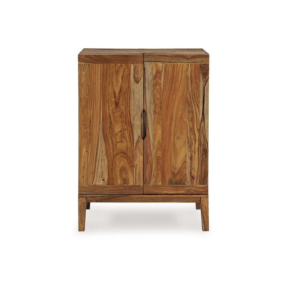 Donni Bar Cabinet with 2 Doors and 2 Shelves, Natural Sheesham Wood -BM329800