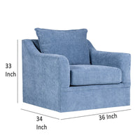 Ivie Swivel Accent Armchair, Light Slate Blue, Track Arms, Solid Wood -BM329808