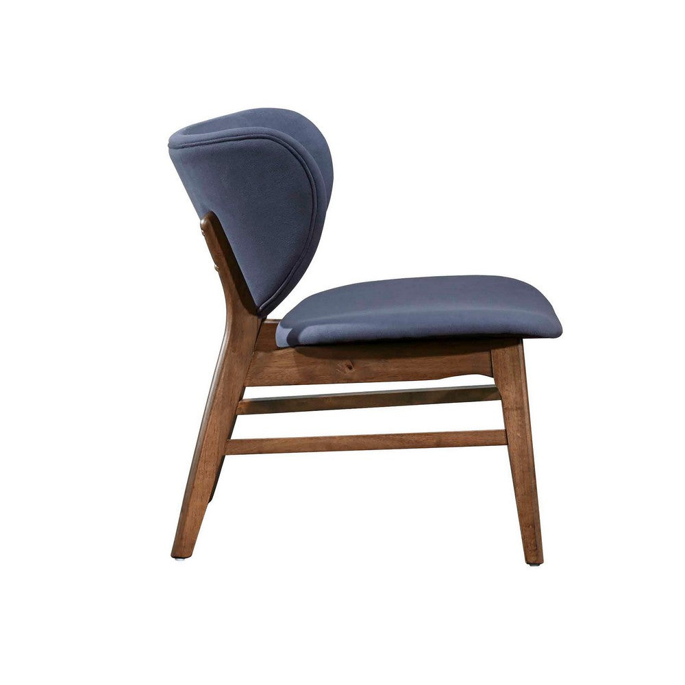 Isina Dining Side Chair, Slate Blue Polyester, Walnut Brown Solid Wood -BM329810