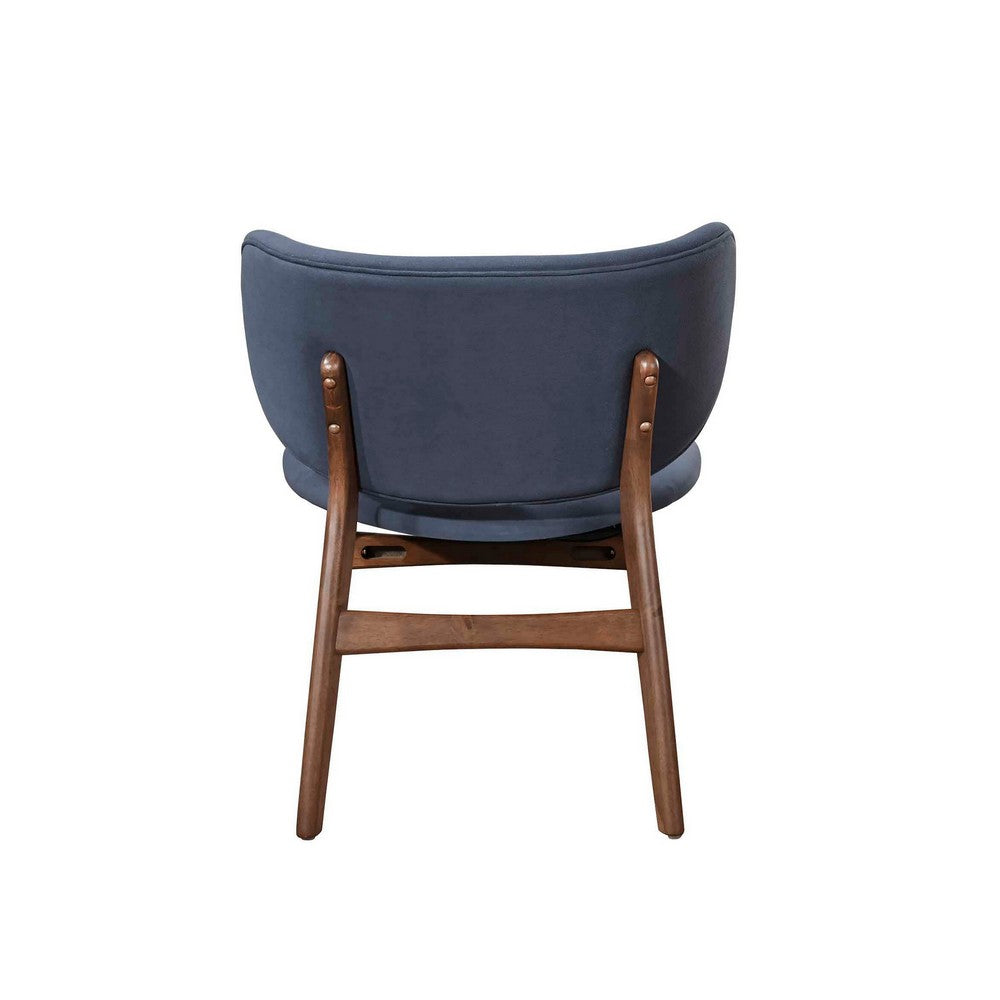 Isina Dining Side Chair, Slate Blue Polyester, Walnut Brown Solid Wood -BM329810