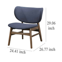 Isina Dining Side Chair, Slate Blue Polyester, Walnut Brown Solid Wood -BM329810