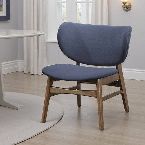 Isina Dining Side Chair, Slate Blue Polyester, Walnut Brown Solid Wood -BM329810
