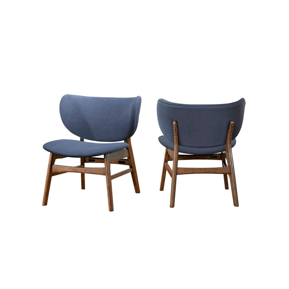 Isina Dining Side Chair, Slate Blue Polyester, Walnut Brown Solid Wood -BM329810