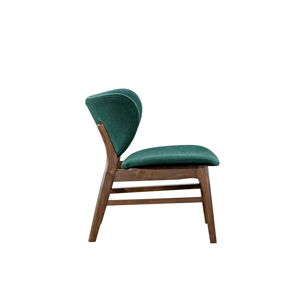 Isina Dining Side Chair, Rich Green Polyester, Walnut Brown Solid Wood -BM329811