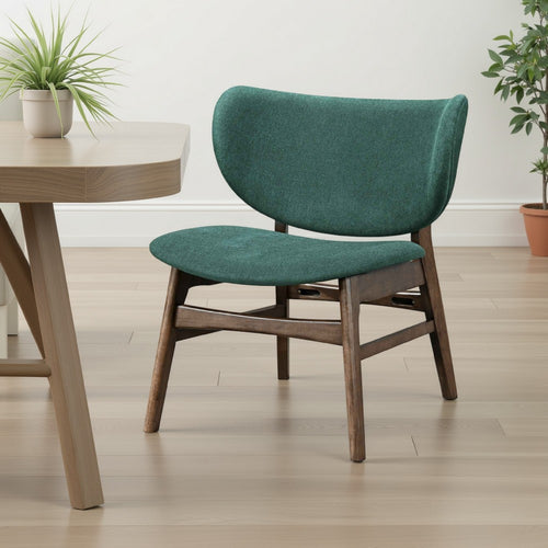 Isina Dining Side Chair, Rich Green Polyester, Walnut Brown Solid Wood -BM329811