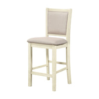 Han Counter Chair Set of 2, Beige Fabric, Ivory Solid Rubberwood -BM329812
