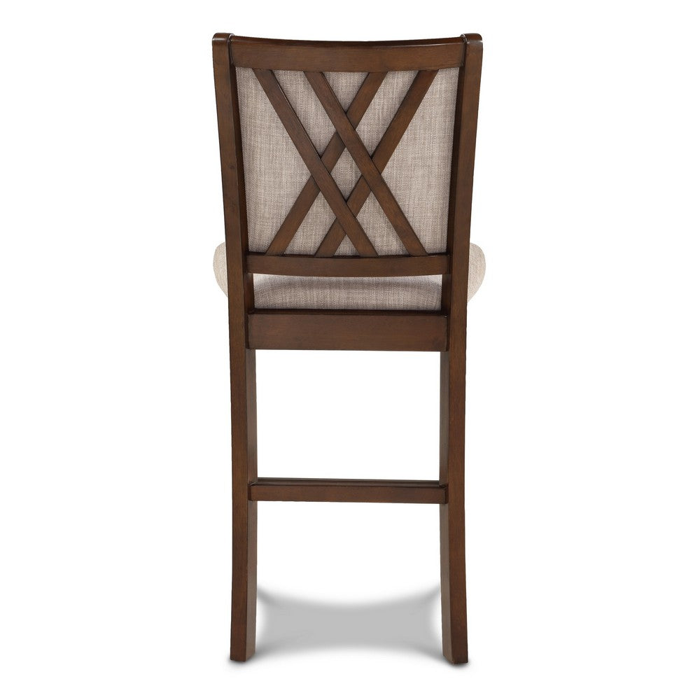 Han Counter Chair Set of 2, Light Brown, Cherry Brown Solid Wood -BM329813