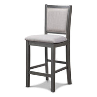 Han Counter Chair Set of 2, Light Gray Fabric, Dark Gray Solid Wood -BM329814