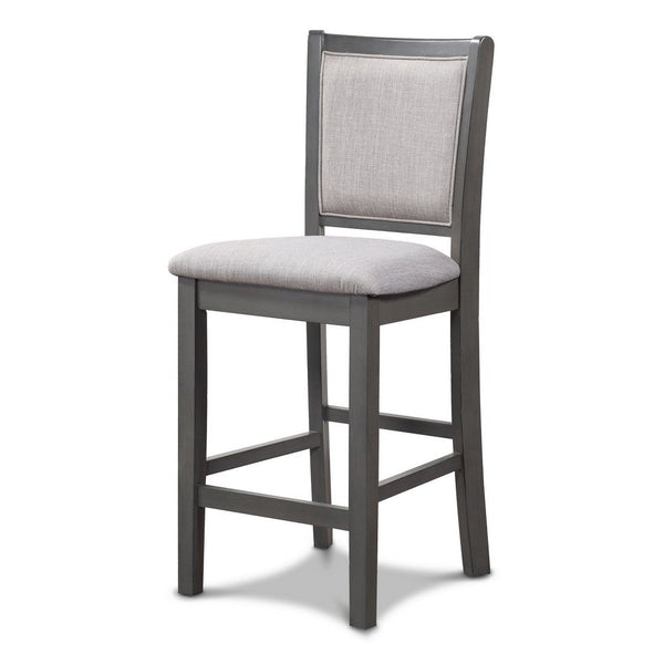 Han Counter Chair Set of 2, Light Gray Fabric, Dark Gray Solid Wood -BM329814