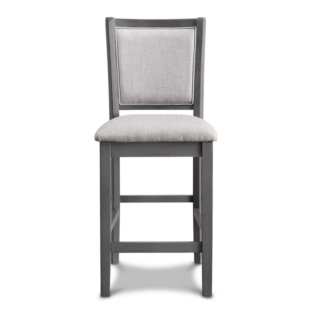 Han Counter Chair Set of 2, Light Gray Fabric, Dark Gray Solid Wood -BM329814