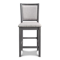 Han Counter Chair Set of 2, Light Gray Fabric, Dark Gray Solid Wood -BM329814