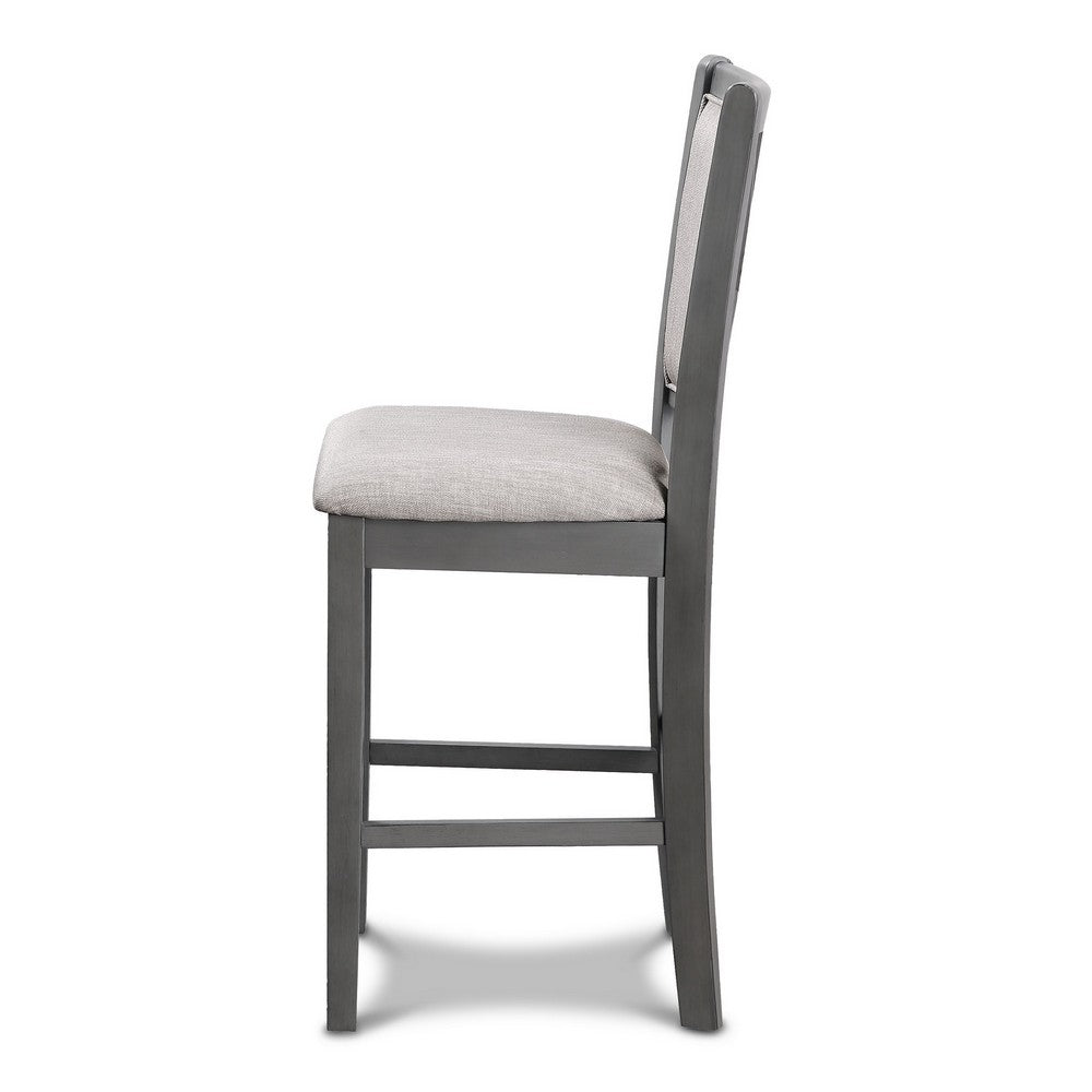 Han Counter Chair Set of 2, Light Gray Fabric, Dark Gray Solid Wood -BM329814
