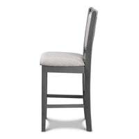Han Counter Chair Set of 2, Light Gray Fabric, Dark Gray Solid Wood -BM329814