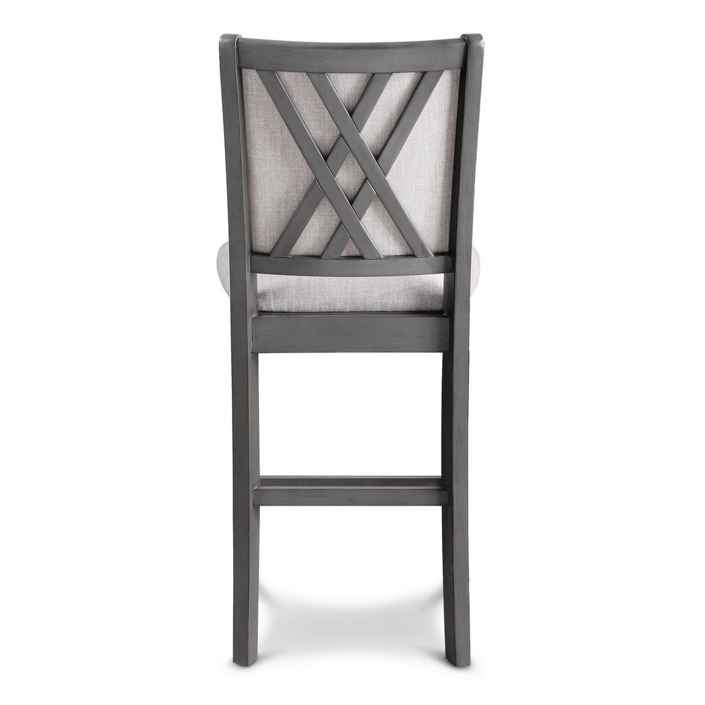 Han Counter Chair Set of 2, Light Gray Fabric, Dark Gray Solid Wood -BM329814