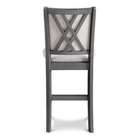 Han Counter Chair Set of 2, Light Gray Fabric, Dark Gray Solid Wood -BM329814