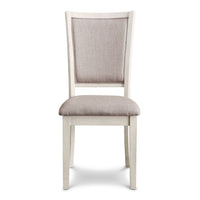 Han Dining Chair Set of 2, Light Brown Fabric, Beige Solid Rubberwood -BM329815