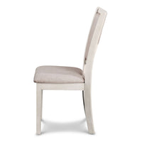 Han Dining Chair Set of 2, Light Brown Fabric, Beige Solid Rubberwood -BM329815