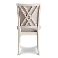 Han Dining Chair Set of 2, Light Brown Fabric, Beige Solid Rubberwood -BM329815