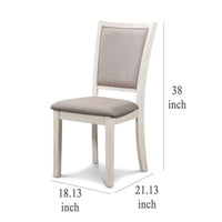 Han Dining Chair Set of 2, Light Brown Fabric, Beige Solid Rubberwood -BM329815
