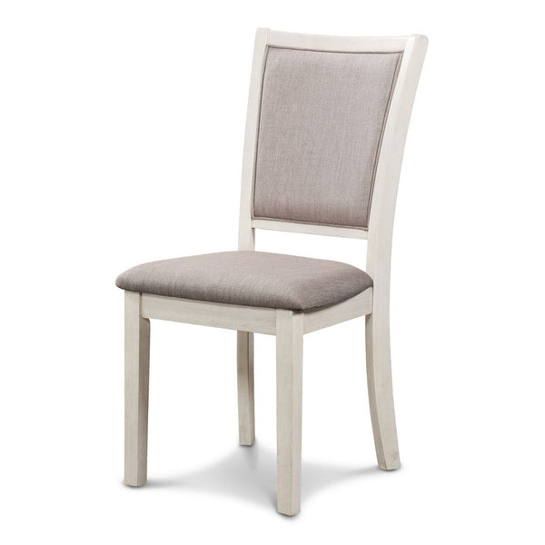 Han Dining Chair Set of 2, Light Brown Fabric, Beige Solid Rubberwood -BM329815