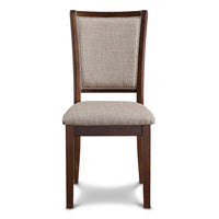 Han Dining Chair Set of 2, Light Brown Fabric, Cherry Brown Solid Wood -BM329816
