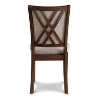 Han Dining Chair Set of 2, Light Brown Fabric, Cherry Brown Solid Wood -BM329816