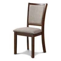 Han Dining Chair Set of 2, Light Brown Fabric, Cherry Brown Solid Wood -BM329816