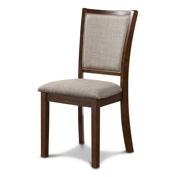 Han Dining Chair Set of 2, Light Brown Fabric, Cherry Brown Solid Wood -BM329816
