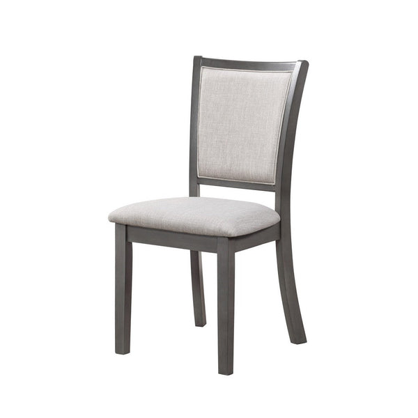 Han Dining Chair Set of 2, Light Gray Fabric, Dark Gray Solid Wood -BM329817