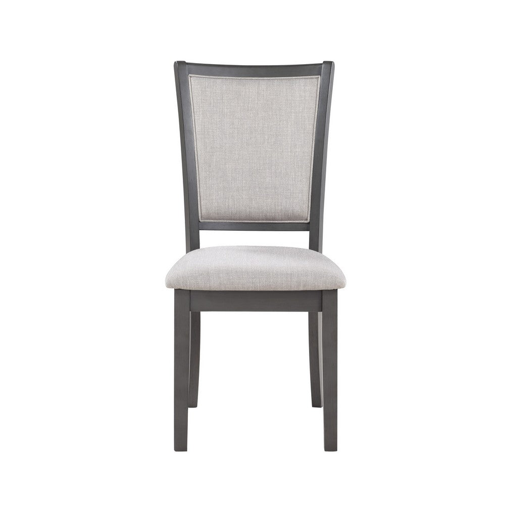 Han Dining Chair Set of 2, Light Gray Fabric, Dark Gray Solid Wood -BM329817