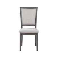 Han Dining Chair Set of 2, Light Gray Fabric, Dark Gray Solid Wood -BM329817