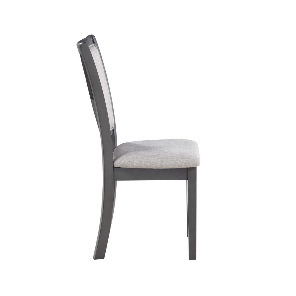 Han Dining Chair Set of 2, Light Gray Fabric, Dark Gray Solid Wood -BM329817