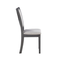 Han Dining Chair Set of 2, Light Gray Fabric, Dark Gray Solid Wood -BM329817
